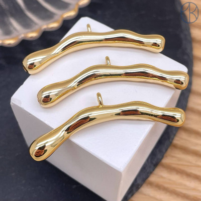 Бейл-бусина фриформ, цвет золото 45х6 мм