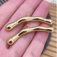 Бейл-бусина фриформ, цвет золото 45х6 мм