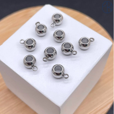 Бейл бусина сталь, цвет серебро 6 мм