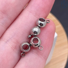 Бейл бусина сталь, цвет серебро 6 мм
