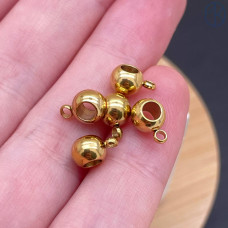 Бейл бусина сталь, цвет золото 18К 6 мм