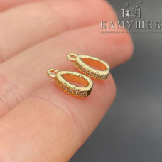 Бейл капля цирконы разъемное кольцо, цвет золото 12х6 мм 