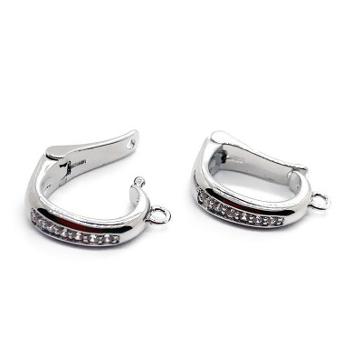 Бейл съемный цирконы, цвет серебро 14 мм 