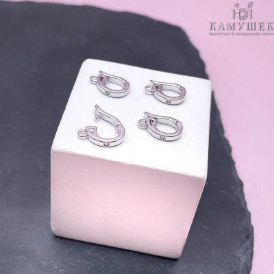 Бейл съемный овал циркон, цвет серебро 12х7 мм