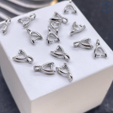 Бейл зажимной гладкий, цвет серебро 8х2 мм