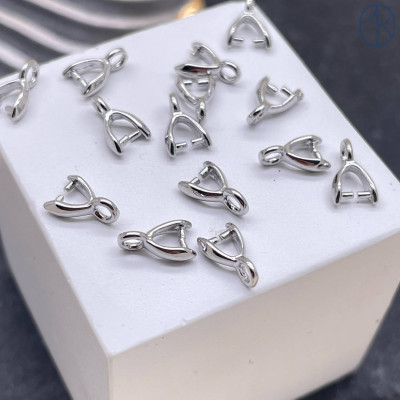 Бейл зажимной гладкий, цвет серебро 8х2 мм