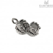 Бейл зажимной лист, цвет серебро 8х3 мм 