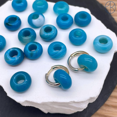 Бублик агат голубой тонированный 14 мм