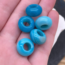 Бублик агат голубой тонированный 14 мм