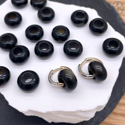 Бублик обсидиан с золотым отливом 14 мм