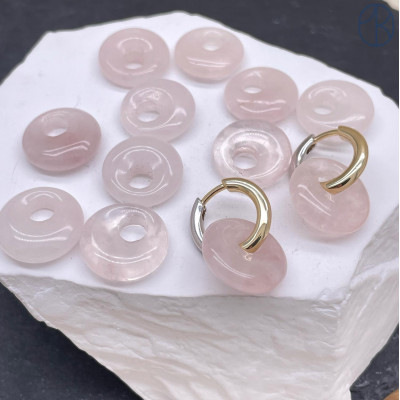 Бублик смещенный центр Кварц розовый 18 мм