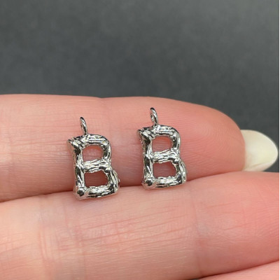 Буква веточка B, цвет серебро 12 мм 