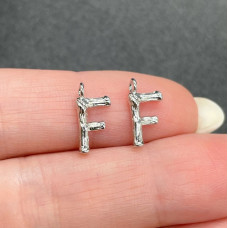 Буква веточка F, цвет серебро 12 мм