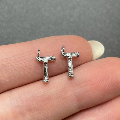 Буква веточка T, цвет серебро 12 мм