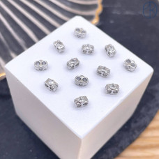 Бусина 2 ряда циркон, цвет серебро 5 мм 