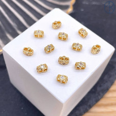 Бусина 2 ряда циркон, цвет золото 5 мм 