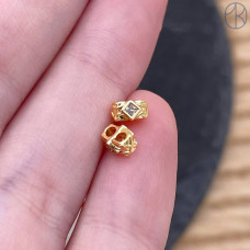 Бусина 2 ряда циркон, цвет золото 5 мм 