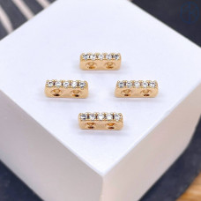 Бусина 2 ряда цирконы, цвет золото 9 мм 