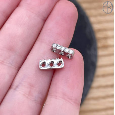 Бусина 3 ряда цирконы, цвет серебро 10 мм 