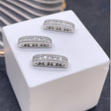 Бусина 3 ряда цирконы, цвет серебро 16х4 мм 