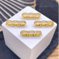 Бусина 3 ряда цирконы, цвет золото 19х7 мм