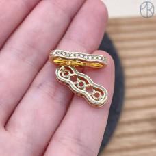 Бусина 3 ряда цирконы, цвет золото 19х7 мм