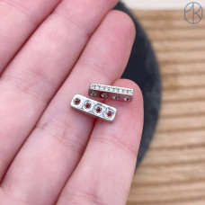 Бусина 4 ряда цирконы, цвет серебро 12 мм 