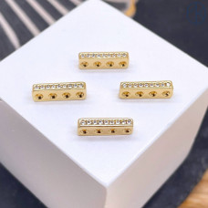 Бусина 4 ряда цирконы, цвет золото 12 мм 