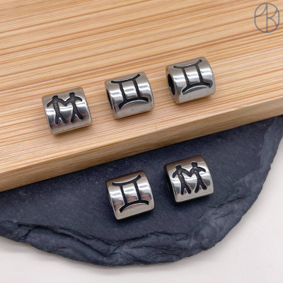 Бусина Близнецы сталь, цвет серебро 9 мм