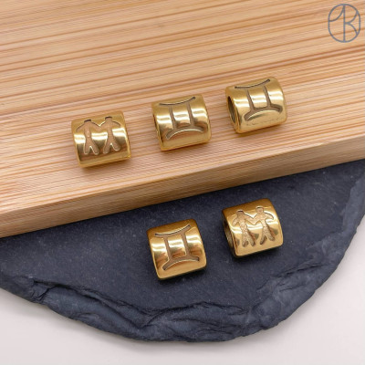 Бусина Близнецы сталь, цвет золото 9 мм