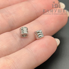 Бусина цилиндр, цвет серебро 5х5 мм 