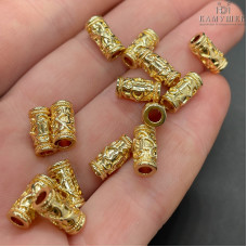 Бусина цилиндр, цвет золото 10х5 мм 