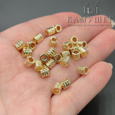 Бусина цилиндр, цвет золото 5х5 мм 