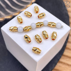 Бусина цилиндр, цвет золото 6х4