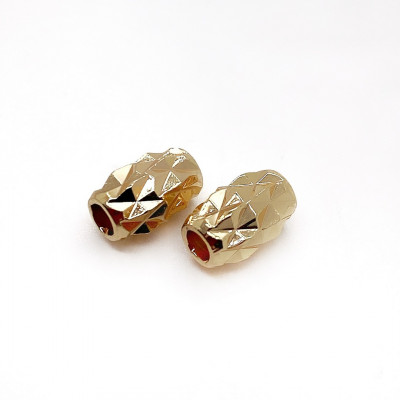 Бусина цилиндр резная, цвет золото 7х4 мм