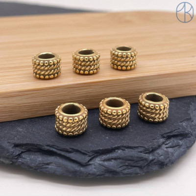 Бусина цилиндр сталь, цвет золото 9х6 мм