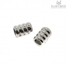 Бусина цилиндр закрученный,цвет серебро 7*10мм