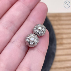 Бусина цирконы, цвет серебро 10 мм 