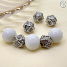 Бусина цирконы, цвет серебро 7 мм