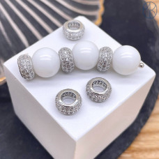 Бусина цирконы, цвет серебро 9 мм 