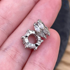 Бусина цирконы, цвет серебро 9 мм