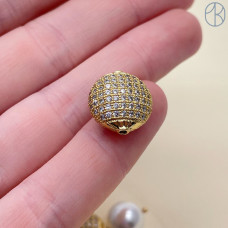 Бусина цирконы, цвет золото 15х9 мм 