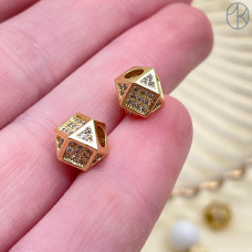 Бусина цирконы, цвет золото 7 мм