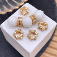 Бусина цирконы, цвет золото 9 мм