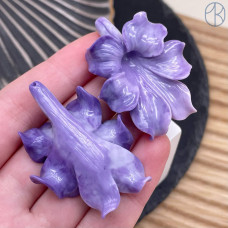 Бусина цветок бело-сиреневый 45 мм