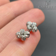 Бусина цветок циркон, цвет серебро 7 мм 
