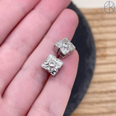 Бусина цветок циркон, цвет серебро 8 мм