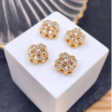 Бусина цветок цирконы, цвет золото 10 мм