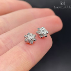 Бусина цветок, цвет серебро 6 мм