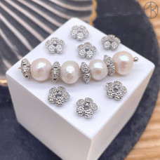 Бусина цветок, цвет серебро 7 мм 